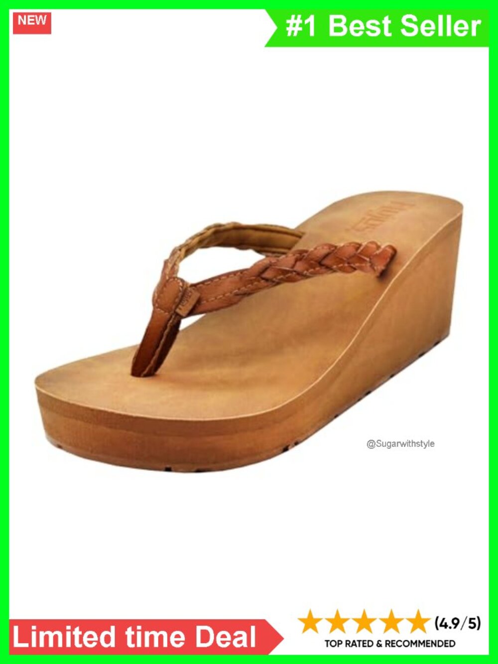 High Wedge Sandal Braided Faux Leather Straps Comfort Platform